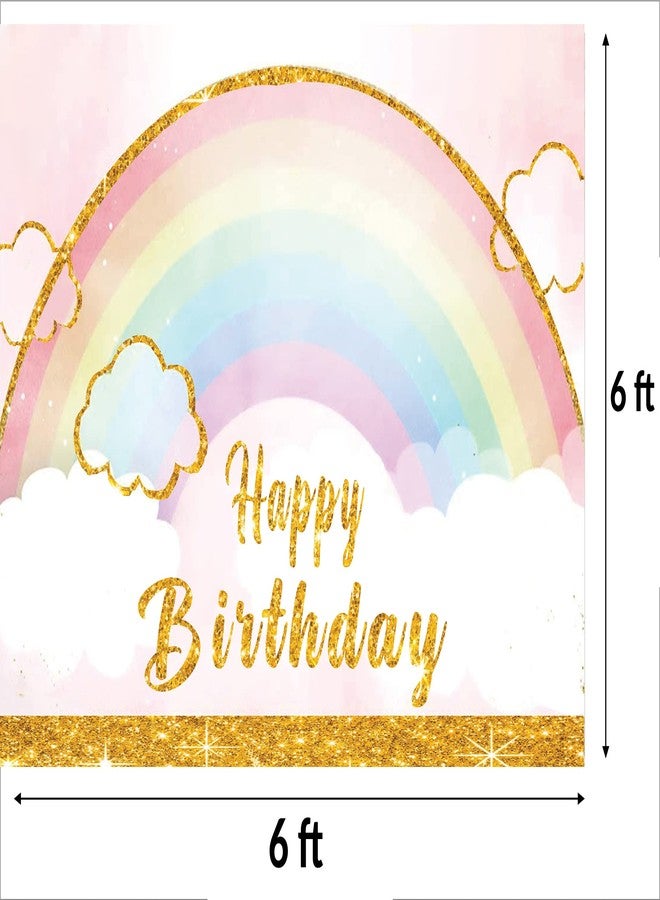 Theme My Party Rainbow Theme Birthday Party Supplies Rainbow Birthday Party Decoration Items with Rainbow Birthday Party Backdrop (6FT X 6FT) - Image 4